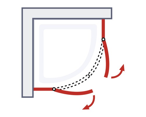 Animatie van een draaibare douchewand