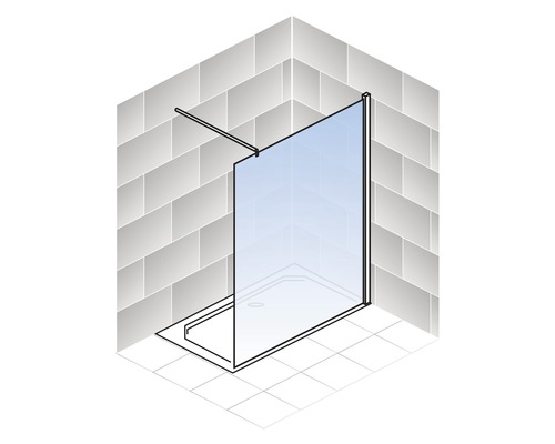 Douchewand met glazen wand en steunstang