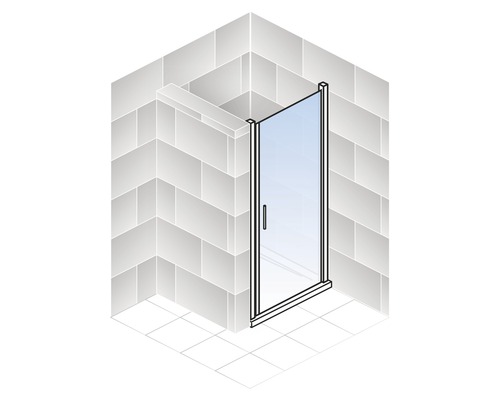 Hoekdouche met glazen deur in een badkamer