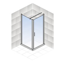 Hoekdouche met helder glas in badkameromgeving