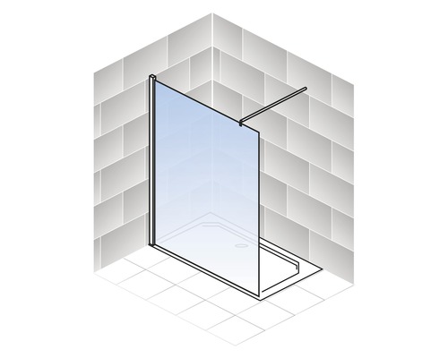 Douchecabine met glazen wand en douchebak in de badkamer.