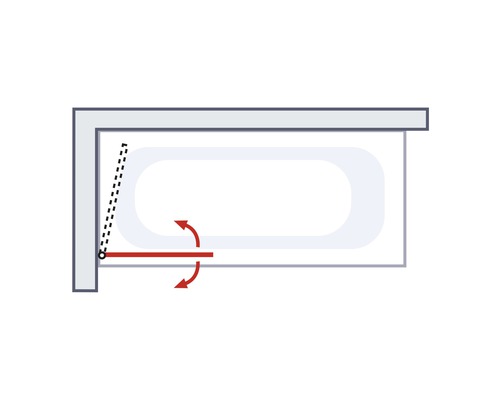 Afbeelding van een badwand met scharnierfunctie