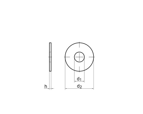 Technische tekening van een sluitring met maatvoering