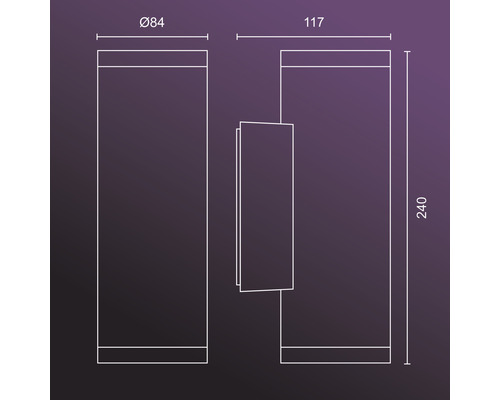 Technische tekening van een lamp met maatvoering