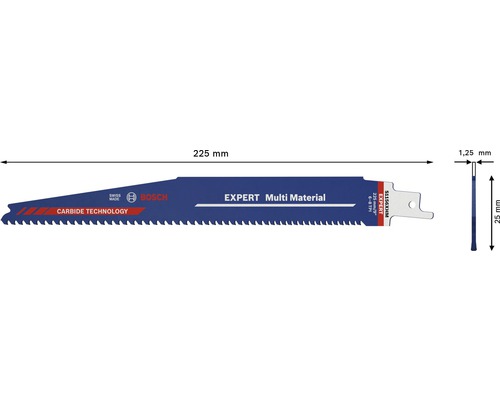 Bosch EXPERT Multi Material reciprozaagblad, 225 mm lengte