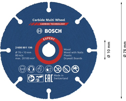 Carbid Multi Wheel doorslijpschijf met een diameter van 76 millimeter van Bosch