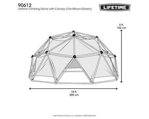 Lifetime klimkoepel met luifel, tien voet diameter en vijf voet hoogte