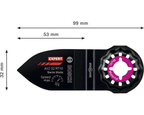 Bosch Expert AVZ 32 RT10 zaagblad met Starlock aansluiting en maatgegevens