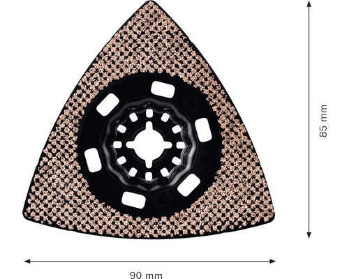 Driehoekig schuurblad voor multifunctioneel gereedschap, 85 bij 90 millimeter