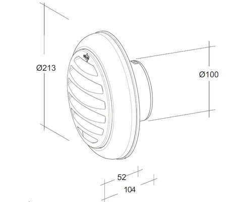 Technische tekening van een schotelklep met maatvoering
