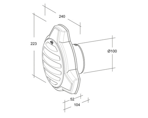 Technische tekening van een luidspreker met maatvoering