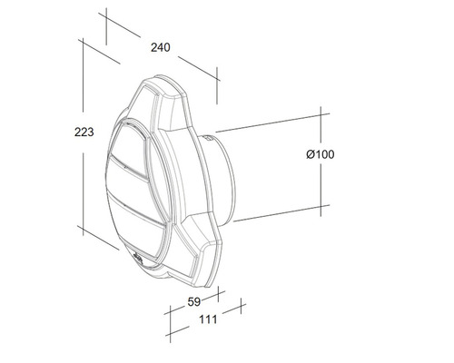 Technische tekening van een wandlamp met afmetingen