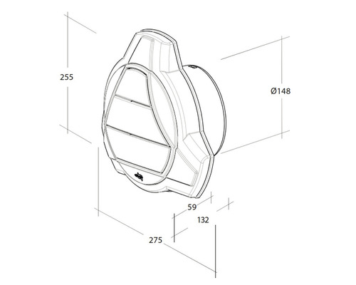 Technische tekening van een ventilatieventiel met maatvoering.