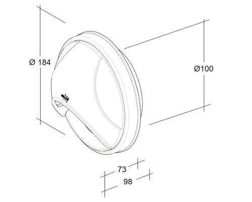Technische tekening van een lamp met afmetingen