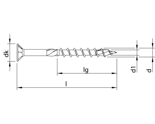 Technische tekening van een schroef met afmetingen