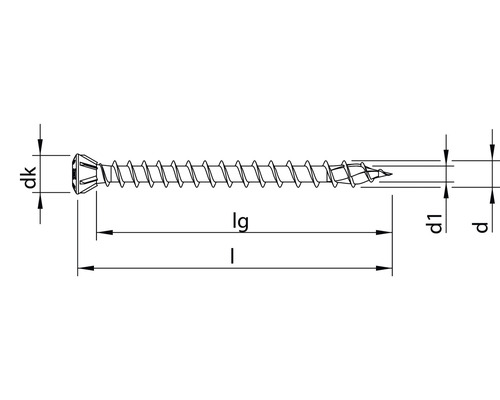Technische tekening van een schroef met maatvoering