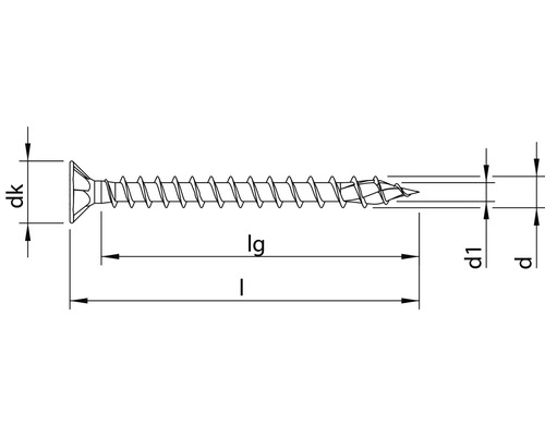Technische tekening van een schroef met maatvoering