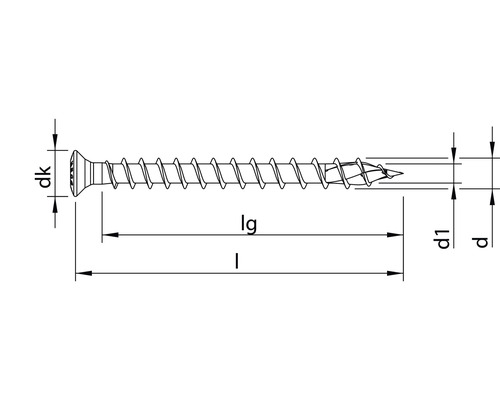 Schets van een schroef met diameter aanduidingen