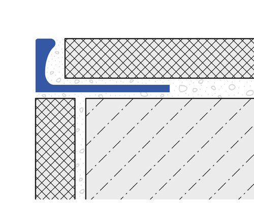 Weergave van een tegelprofiel in doorsnede