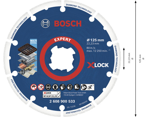 Bosch Expert diamantdoorslijpschijf met een diameter van 125 millimeter voor meerdere materialen