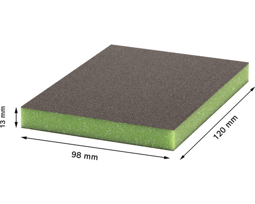 Schuurpad met afmetingen 98 mm x 120 mm x 13 mm