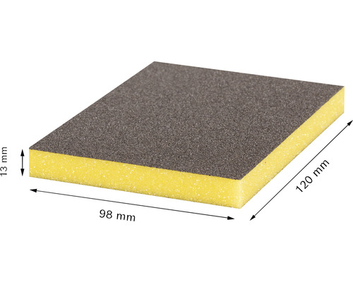 Schuurspons met afmetingen 120 mm x 98 mm x 13 mm