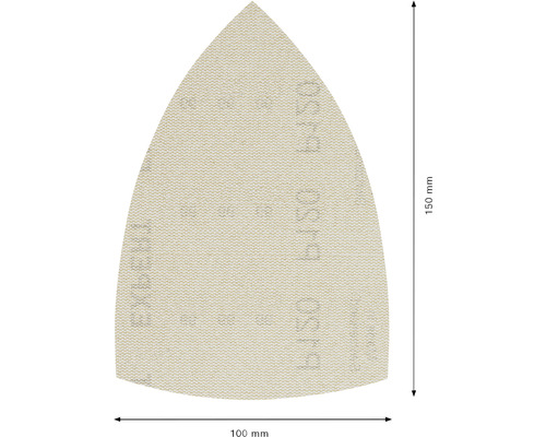 Driehoekig schuurpapier, 150 mm lang en 100 mm breed