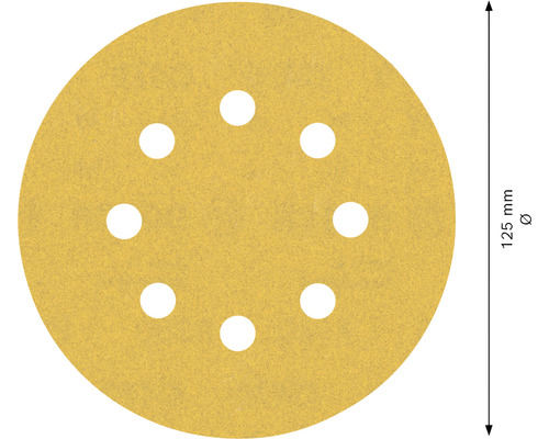 Schuurpapier met een diameter van 125 millimeter en gaten