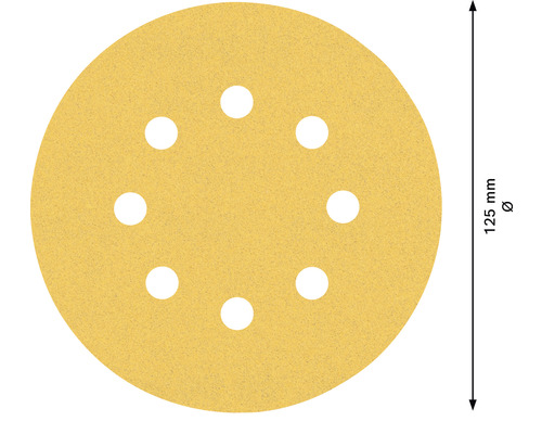 Schuurpapier met een diameter van 125 millimeter en gaten