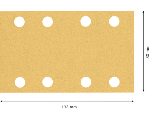 Schuurpapier met acht gaten, 133 bij 80 millimeter