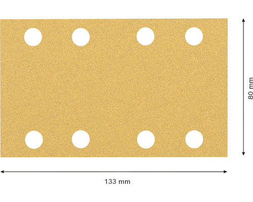 Schuurpapierblad met acht gaten, 80 x 133 millimeter