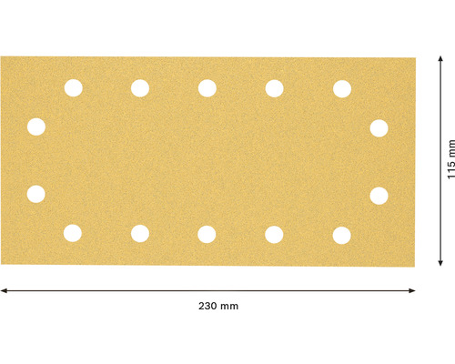 Schuurpapierblad met gaten, 230 x 115 mm