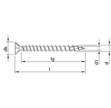 Technische tekening van een schroef met detailafmetingen
