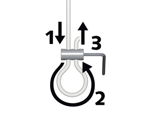 Instructie voor de montage van een staalkabel in drie stappen