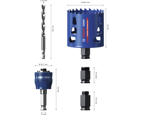 Bosch Expert gatzagenset met boor en adapters