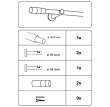 GARDINIA Elba gordijnroede uitschuifbaar ivoor Ø 16/19 mm 120-210 cm
