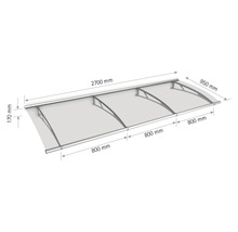 Overkapping met afmetingen 2700 mm bij 950 mm