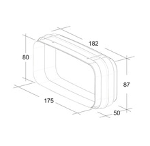 Technische tekening van een opzetlamp met de afmetingen 182 x 175 x 80 mm