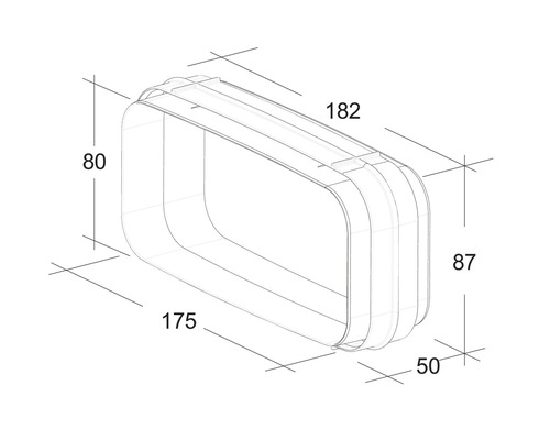 Technische tekening van een opzetlamp met de afmetingen 182 x 175 x 80 mm