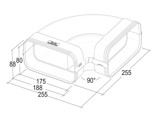Rechthoekige buisbocht 90 graden met maatvoering