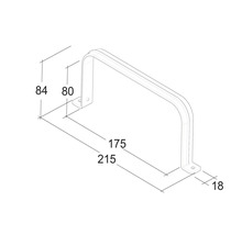 Technische tekening van een buisbeugel met afmetingen