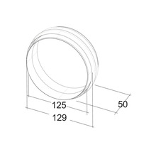 Technische tekening van een ring met afmetingen van 125 millimeter, 129 millimeter en 50 millimeter