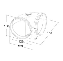 Bocht 90° rond kunststof wit Ø 125 mm