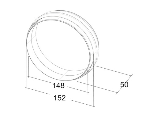 Technische tekening van een rond element met afmetingen