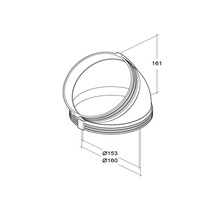 Bocht 45° rond kunststof wit Ø 150 mm
