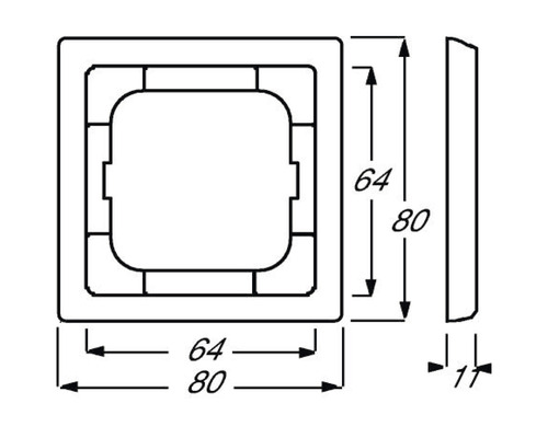 Technische tekening van een schakelaarafdekking met maatvoering