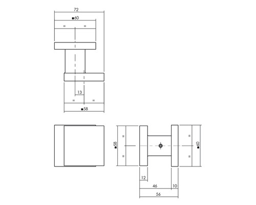 Technische tekening van een meubelknop met maatvoering