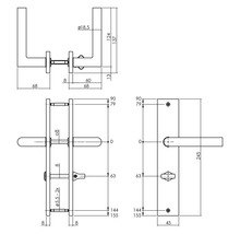 INTERSTEEL Deurkruk paar Bastian op schild met WC-/badkamersluiting WC63/8 antraciet