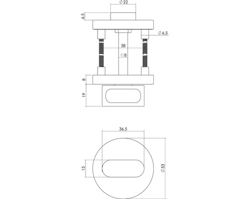 Technische tekening van een onderdeel met afmetingen