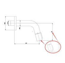 Technische tekening van een kraan met afmetingen